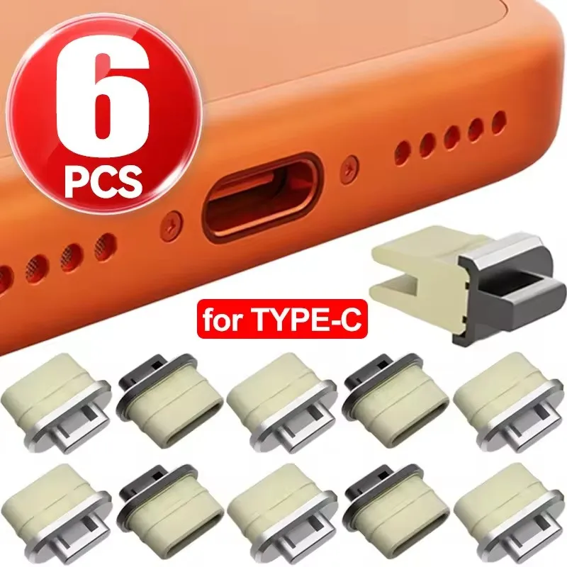 Travel Plug Type C - 6-1PCS Anti Dust Plug Transparent Charge