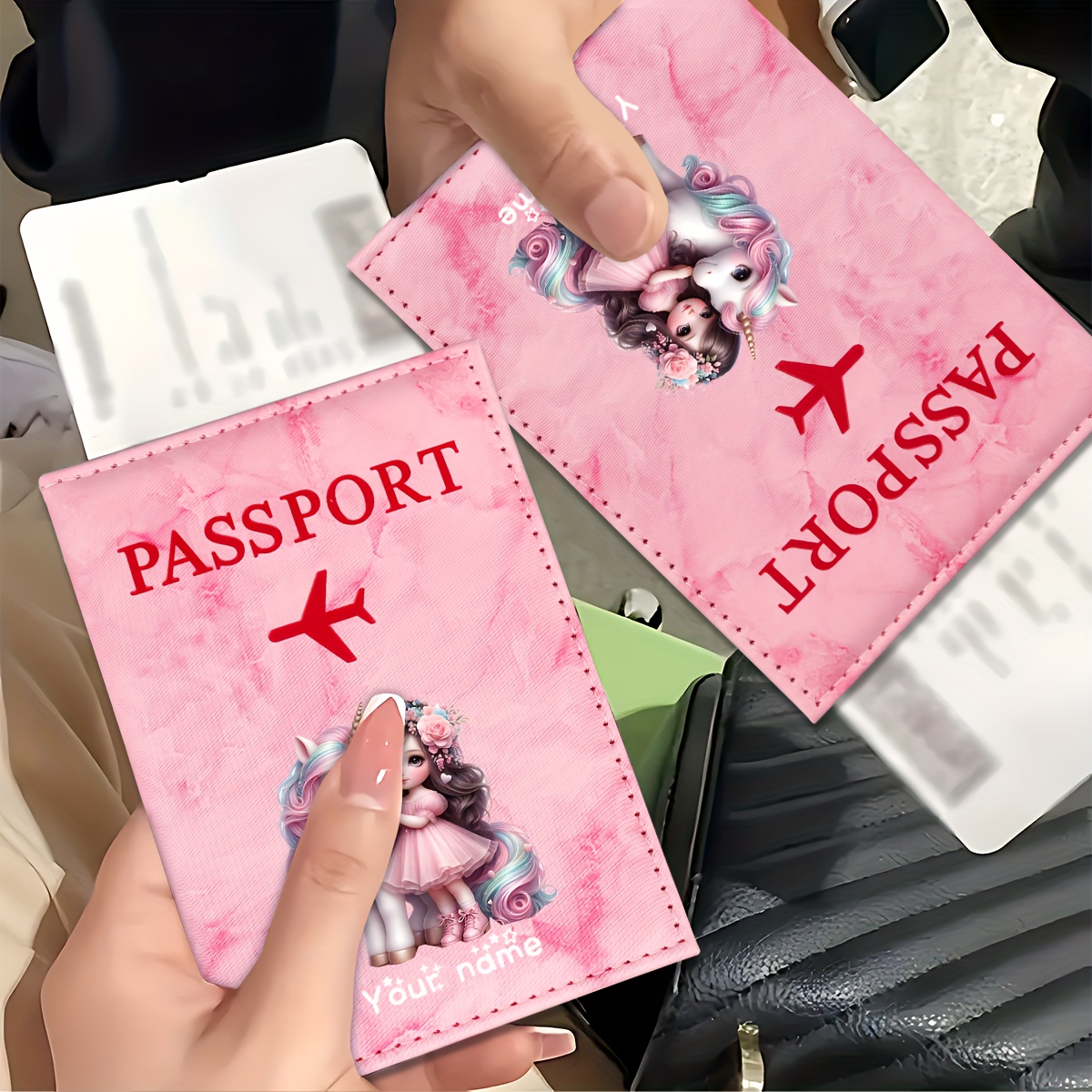 Unicorn Girl Pattern PU Passpo - Travel Accessories Plane 评论和价格