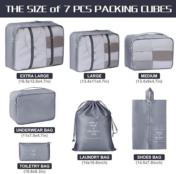 7pcs Travel Storage Bags Set S - Travel Accessories Organiser 评论和价格